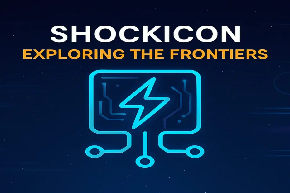 Shockicon exploring the frontiers with futuristic digital interface and glowing circuit icon.